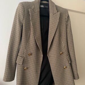 Zara Women's Plaid Houndstooth Coat